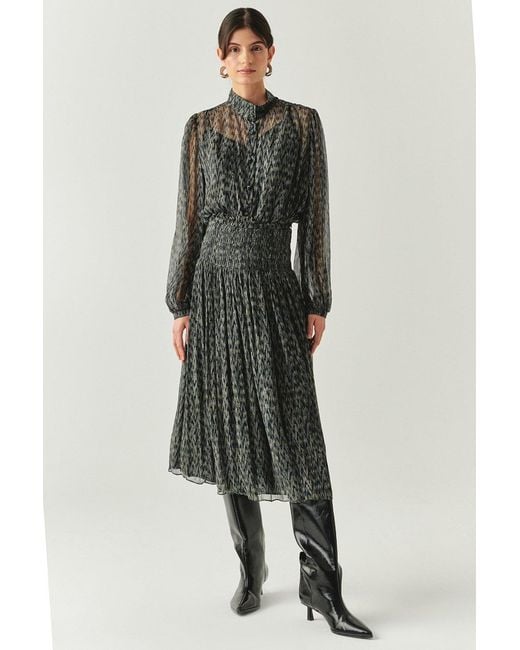 Exquise Black Vada Pleated Midi Skirt