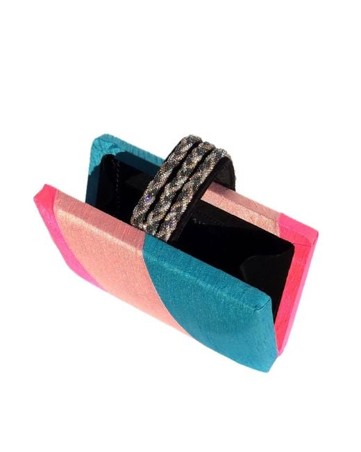 Simitri Pink Sorbet Braided Fringe Clutch