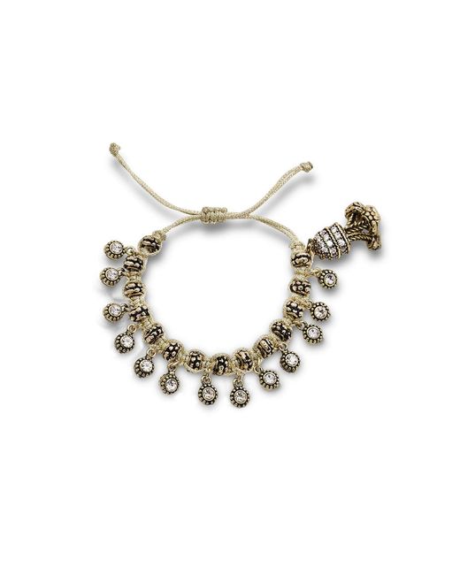 Bayemeyc Metallic Hress Crystal Macrame Bracelet