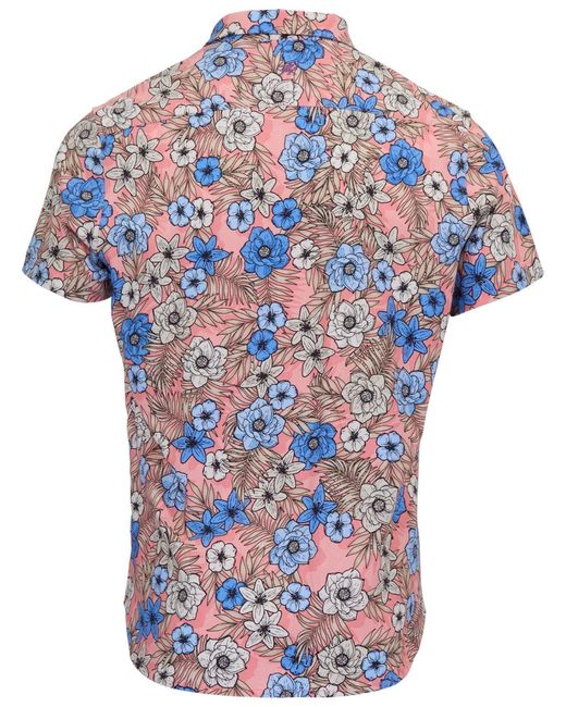 Lords of Harlech Blue Todd Tropical Mix Coral Knit Shirt for men