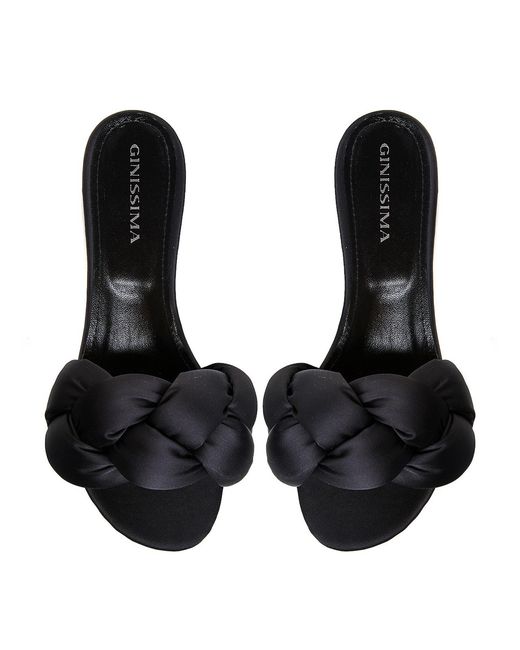Ginissima Black Adele Satin Slippers