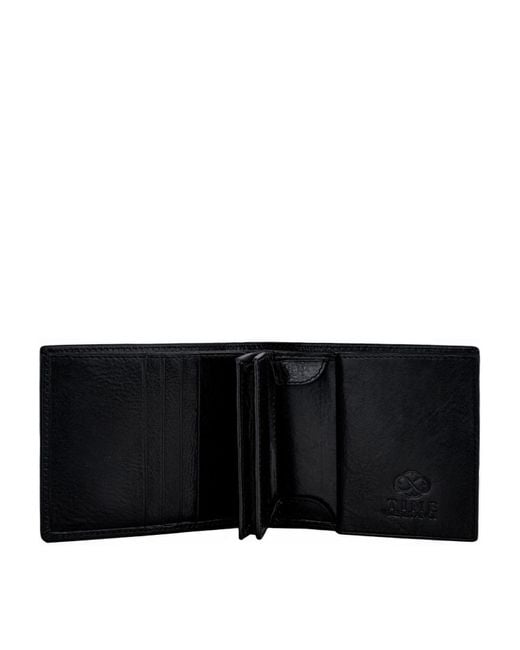 Time Resistance Black Leather Bifold Wallet for men