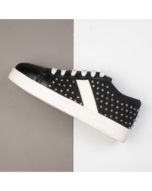 Rettrose Black Teri Luxury Suede Handmade Embellished Tennis Shoe