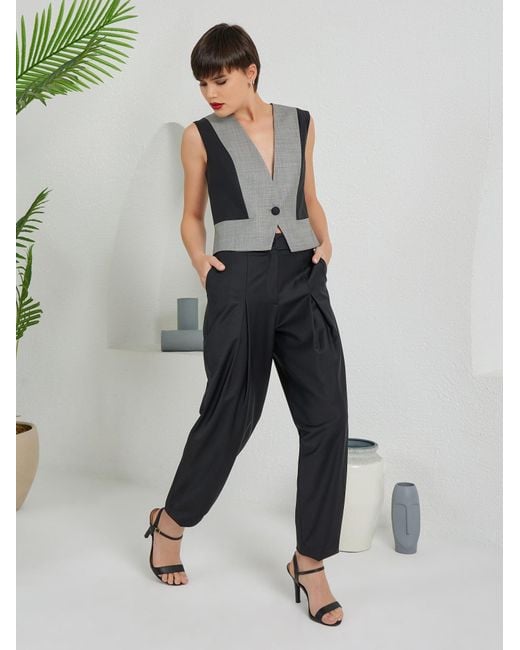 Lumina Eligma Black V Button Vest