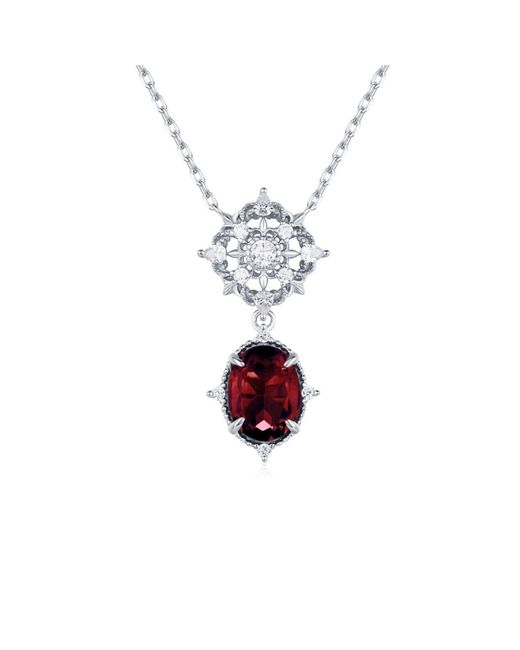 Azura Jewelry New York White Eternal Orbit Mozambique Garnet Necklace