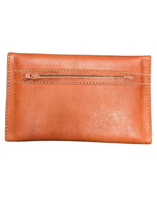Berber Leather Orange Small Leather Tri-Fold Purse Light