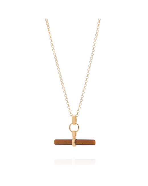 Nellou Jewellery Metallic Tiger Eye T Bar Necklace Plated Sterling