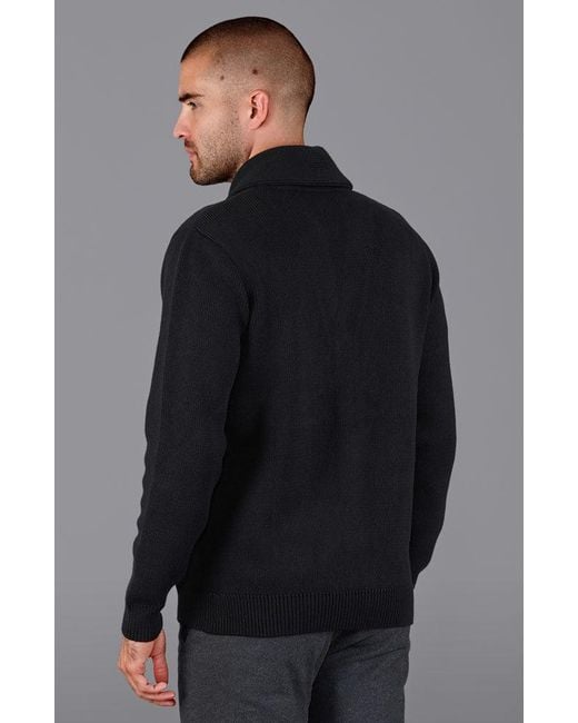 Paul James Knitwear Blue Midweight Cotton Shawl Collar Sebastian Cardigan for men
