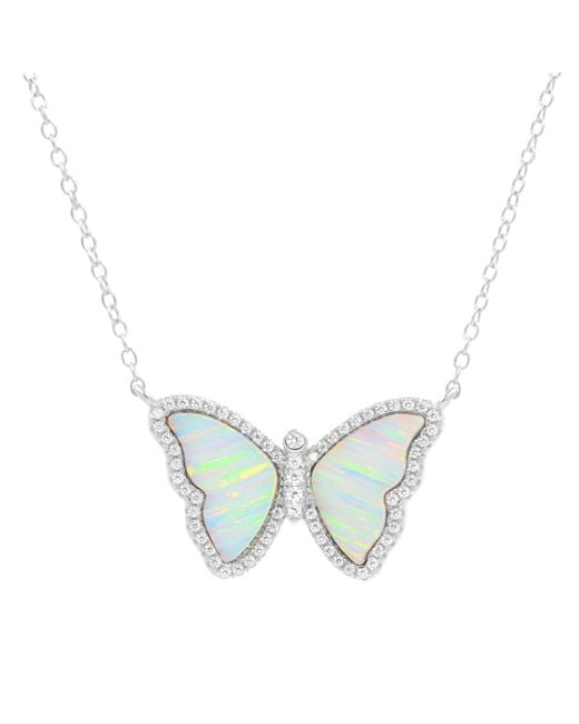 KAMARIA Metallic Opal Butterfly Necklace With Stripes