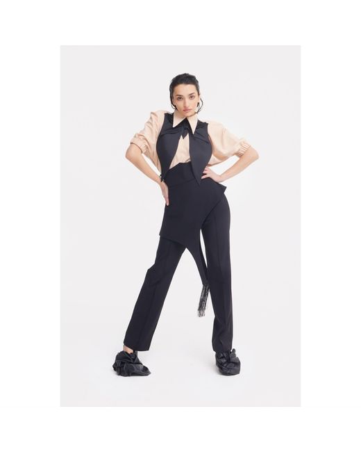 Julia Allert Black Oversized Satin Bib Collar