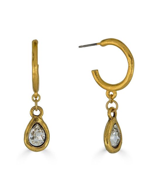 Loni Paul Jewelry Metallic Teardrop Crystal Hoop Earrings