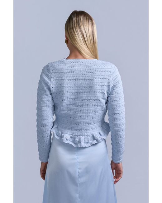 Rave on Trend Blue Pointelle Cardigan
