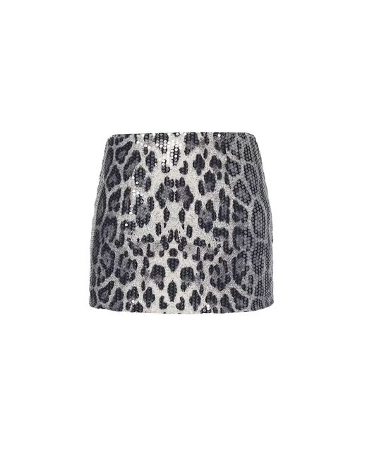 Amy Lynn Black Oceane Leopard Sequin Mini Skirt
