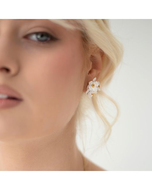 Sculp Metallic Don'T Forget Me Flower Stud Earrings