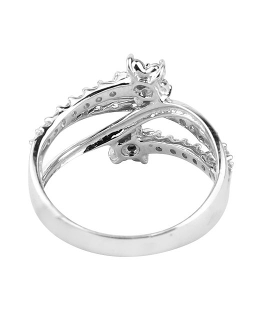 Artisan White Diamond Floral Crisscross Ring