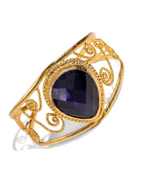 Ebru Jewelry Metallic Vintage Cat Eye Chunky Cuff Bracelet