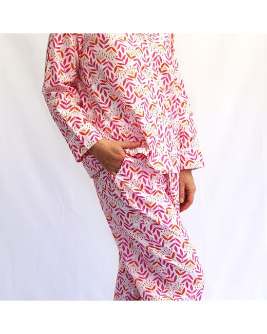 Lime Tree Design Pink And Leaf & Bud Pyjamas