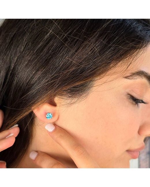 Harfi Blue Aquamarine Moissanite Crystal Sterling Earrings