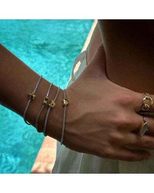 Ebru Jewelry Metallic Butterfly Diamond Tennis Bracelet