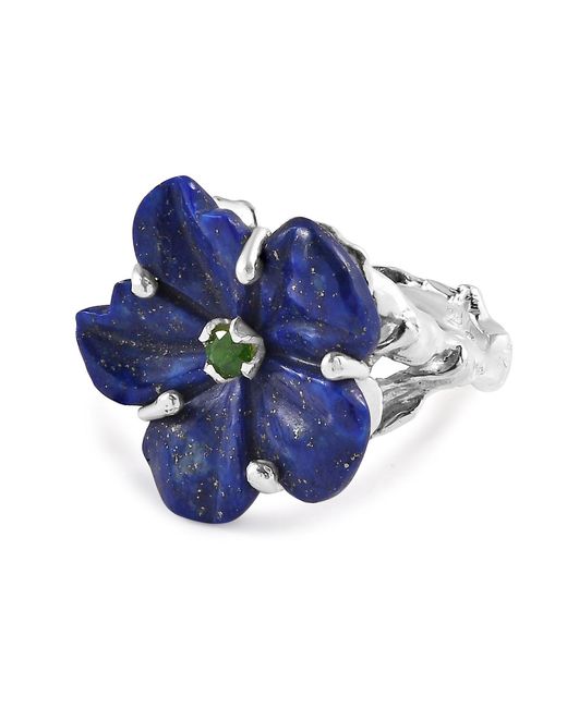 Emma Chapman Jewels Blue The Rosa Lapis Lazuli Flower Ring