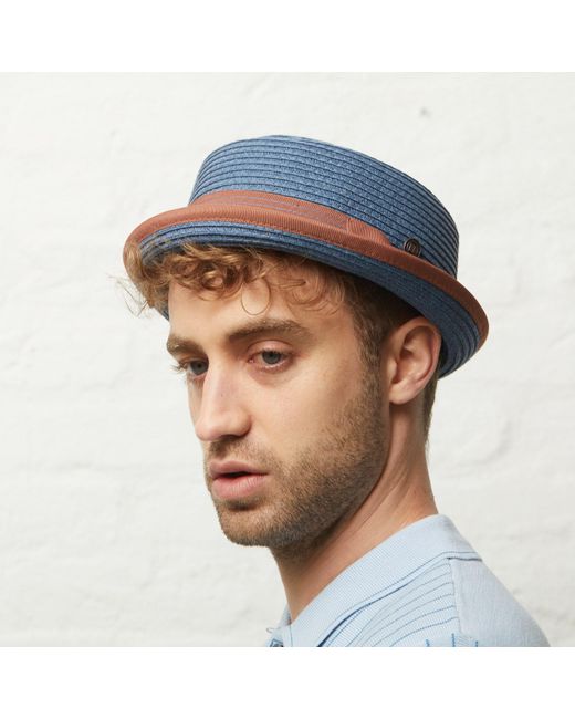 Dasmarca Hats Blue Dasmarca Rico Summer Telescope Crown Lightweight Breathable Rude-Boy Mod Porkpie Hat for men