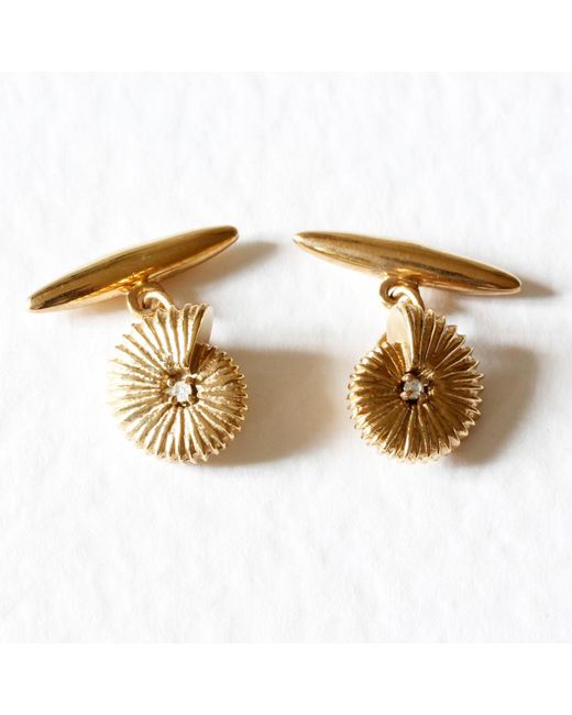 Lee Renee Metallic Ammonite Diamond Cufflinks – for men