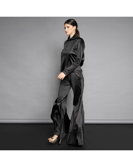 Silvia Serban Black Lycra Flared Pants