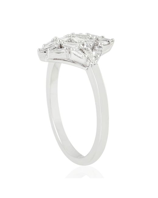 Artisan White Gold Baguette Diamond Ring Handmade