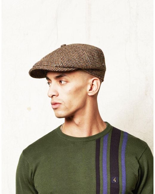 Dasmarca Hats Brown Harrison Heather Harris Tweed Newsboy Cap for men