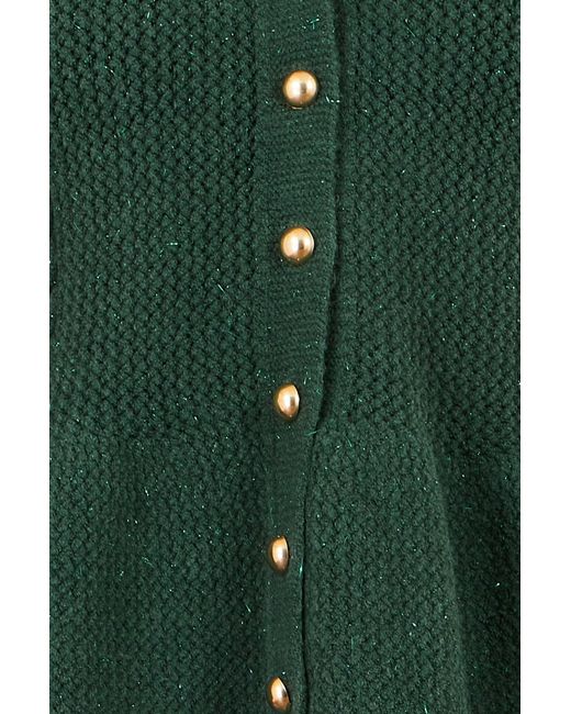 Yumi' Green Cable Knit Peplum Cardigan