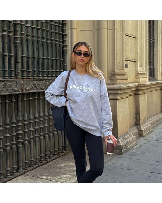 Mimhi Maison Gray Pilates Club Oversized Sweatshirt – Melange Crewneck