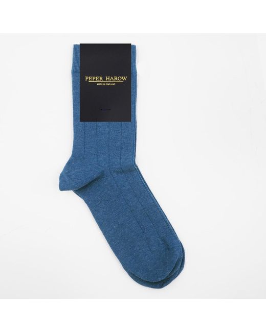 Peper Harow - Made in England Blue Indulgent Cashmere Socks