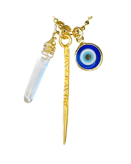 Lexi Jewelry Metallic Evil Eye, Crystal & Mien Stick Necklace