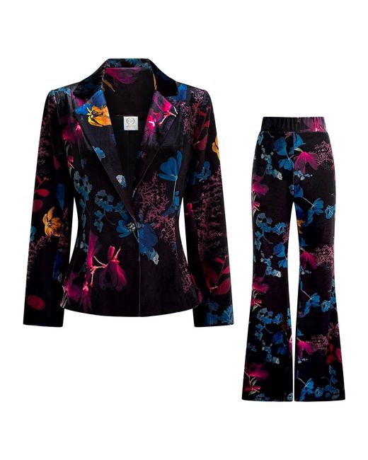 Why Mary Blue Florencia High Waisted Floral Print Flared Pants