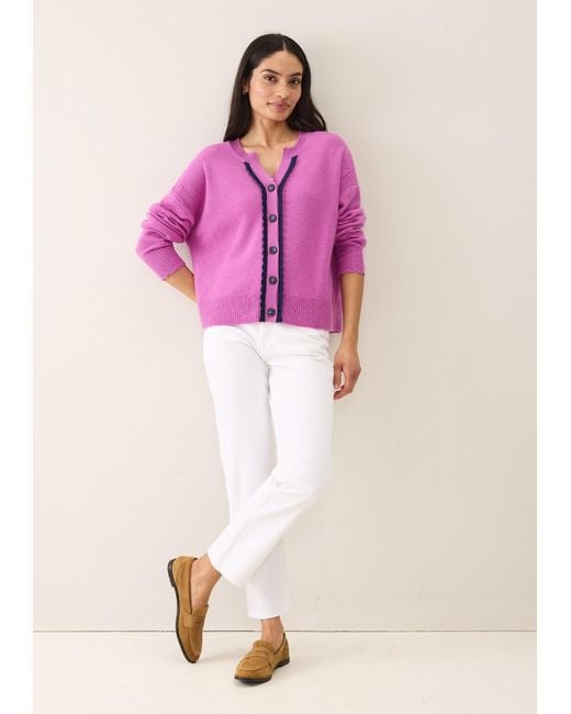 Loop Cashmere Pink Shell Edge Cardigan