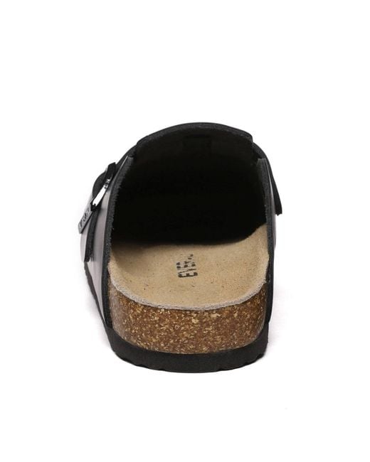 EverAu Australia Black Pintail Leather Comfort Clog Sandals