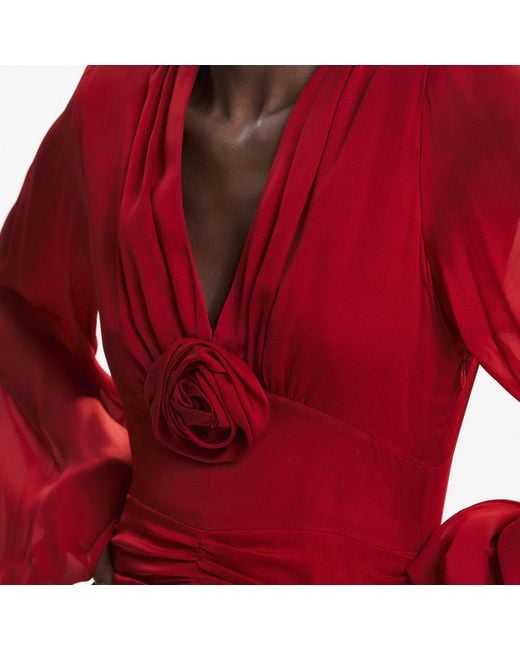 Lita Couture Red Ruched Maxi Dress