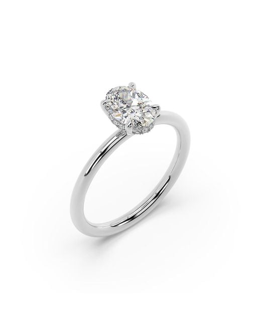 Artisan White 14K Solitaire Ring With Oval Lab-Grown Diamond