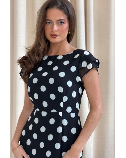 Girl In Mind Black Roxy Boat Neck Frill Midi Spot