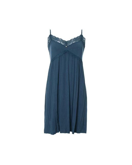 Pretty You London Blue Bamboo Lace Chemise
