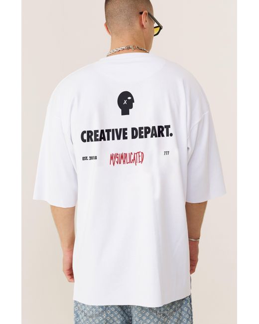 mysimplicated White Oversized T-Shirt With Creative Department Design for men