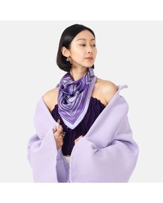 Kargede Purple Silk Scarf – Designer, Striped, Square
