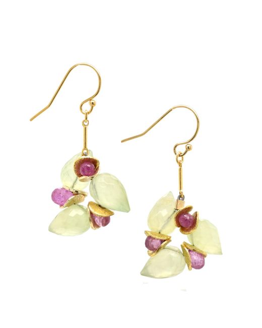 Lori Kaplan Design Metallic Signature Prehnite Buds With Sapphire Earrings
