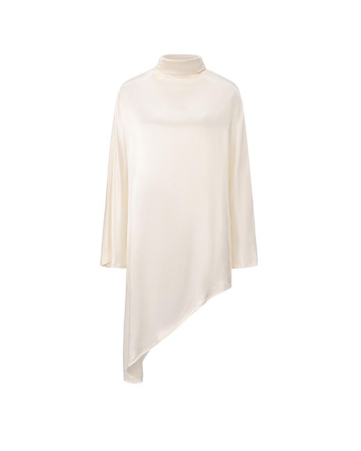 FRONT ROW SHOP White Asymmetric Slouch-Neck Blouse