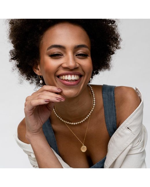 Dower & Hall Metallic Timeless White Pearl Halo Necklace