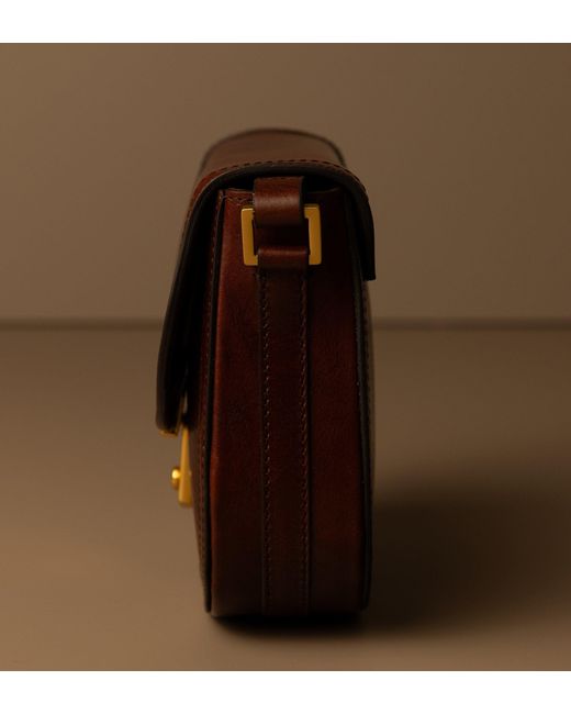 Time Resistance Brown Leather Saddle Bag