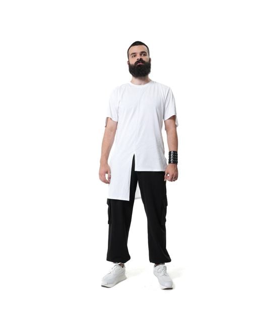 Metamorph Black Cotton Cargo Trousers for men