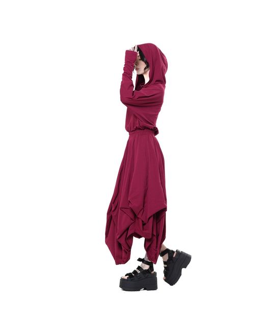 Metamorph Purple Hooded Midi Dress