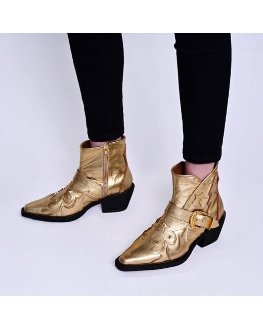 Any Old Iron Brown Golden Fancy Nancy Leather Ankle Boots