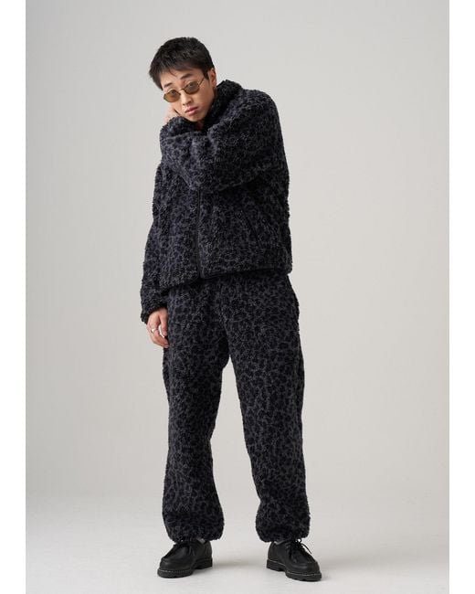 Éclectique Black Leopard Fleece Pants for men